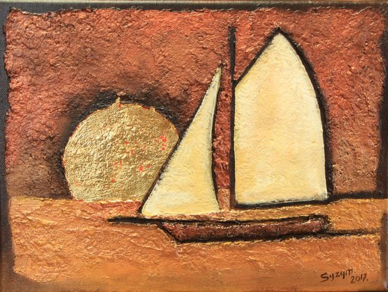 Sunset Sailboat Landscape