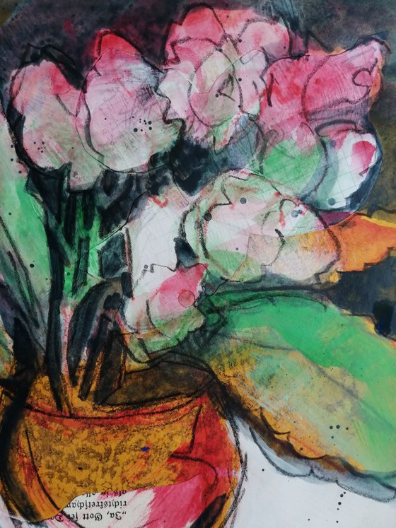 Kalanchoe Series of Original Paintings 20x20cm decorative modern mixed media