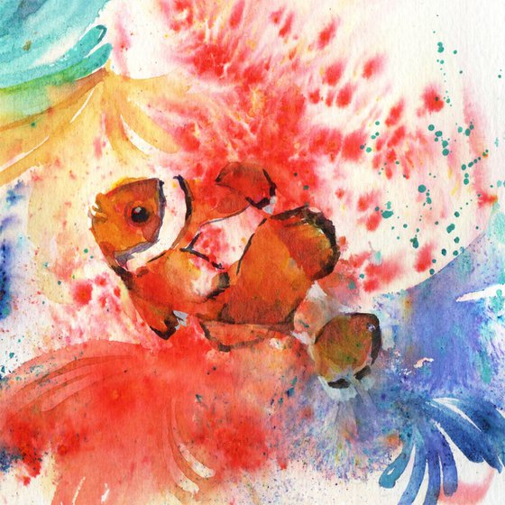 Pair of Clown Fish,  An original watercolour painting