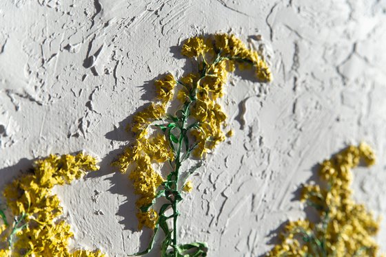 Goldenrod mixed media relief painting