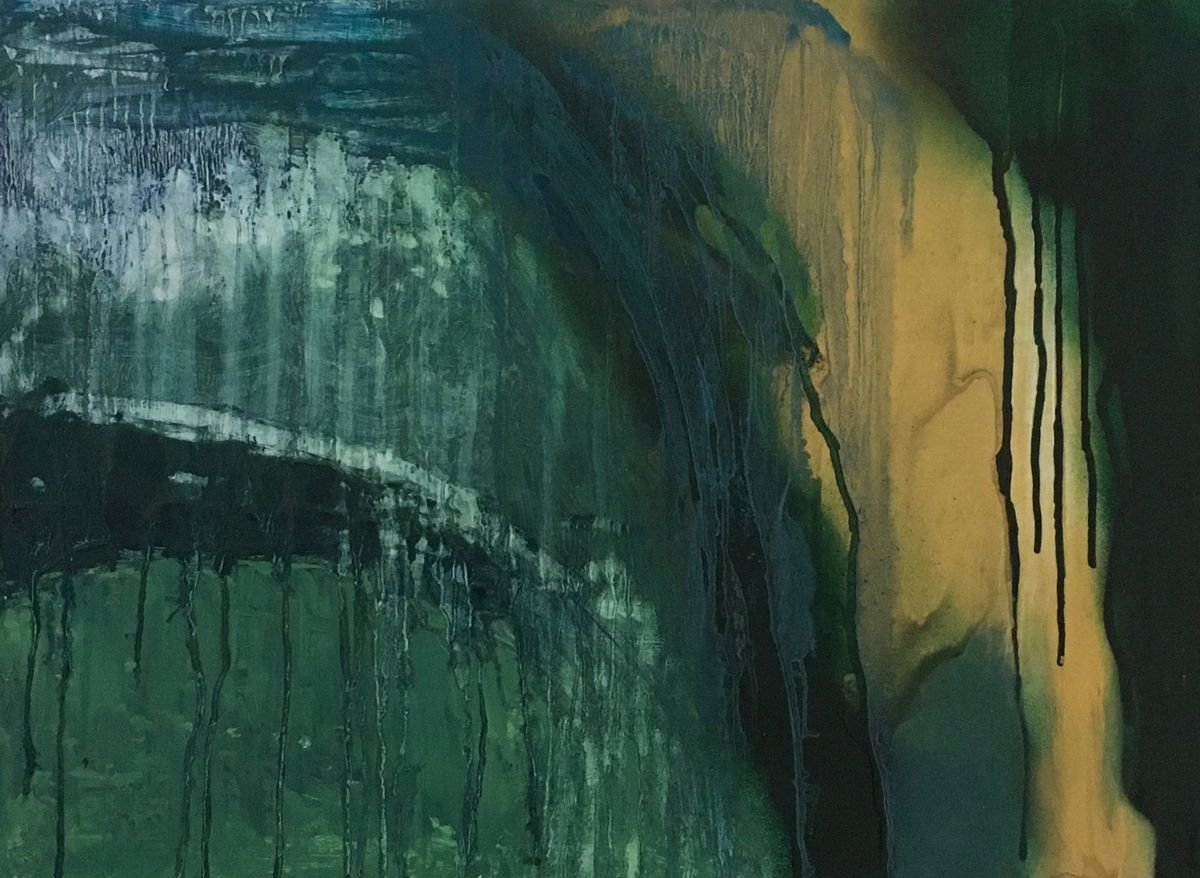 Organic Abstract Oil Painting By Lizzie Butler, 29 X 22", Flatlands, Original Artwork