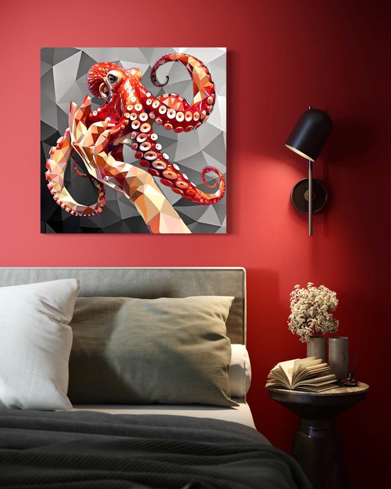 STILL LIFE WITH OCTOPUS ON A WHITE PLATE