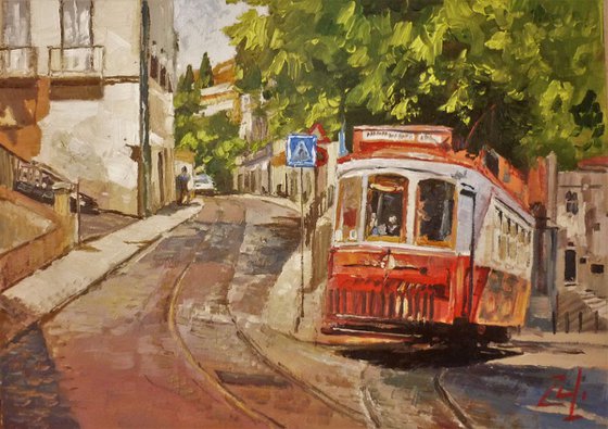 Red Tram in Old City