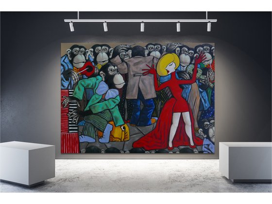 The piano player and lady in red