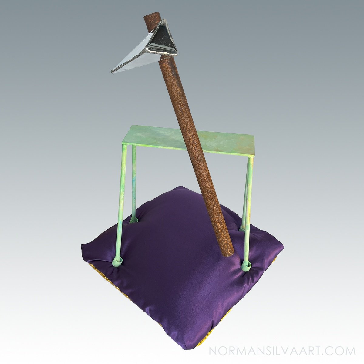 Geometric Abstract Sculpture By Norman Silva, 14 X 23", The Arrival Of Thanatos, Original Artwork