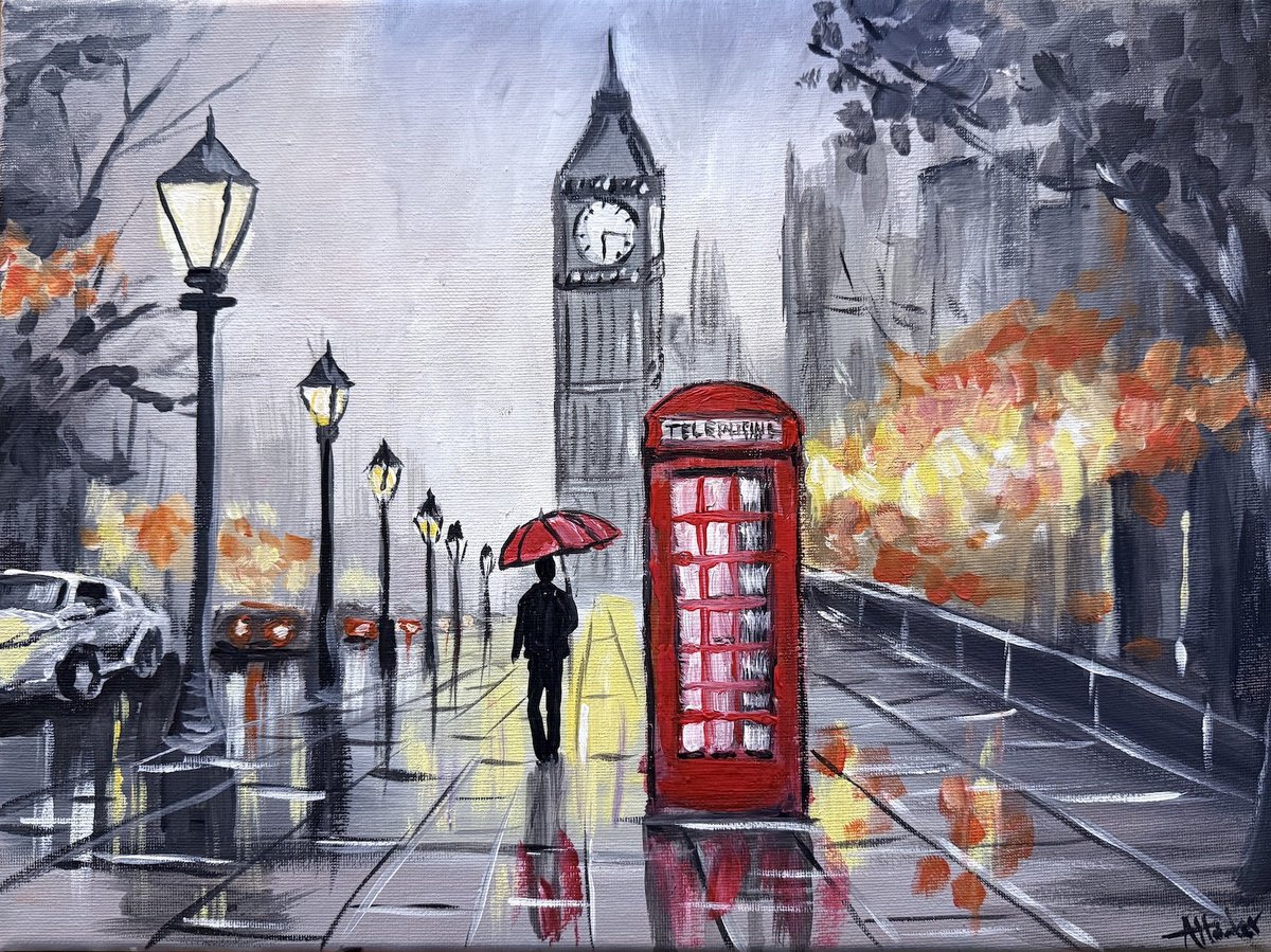  London Winter Scene By Aisha Haider, 16 X 12, Artwork For Sale On Artfinder