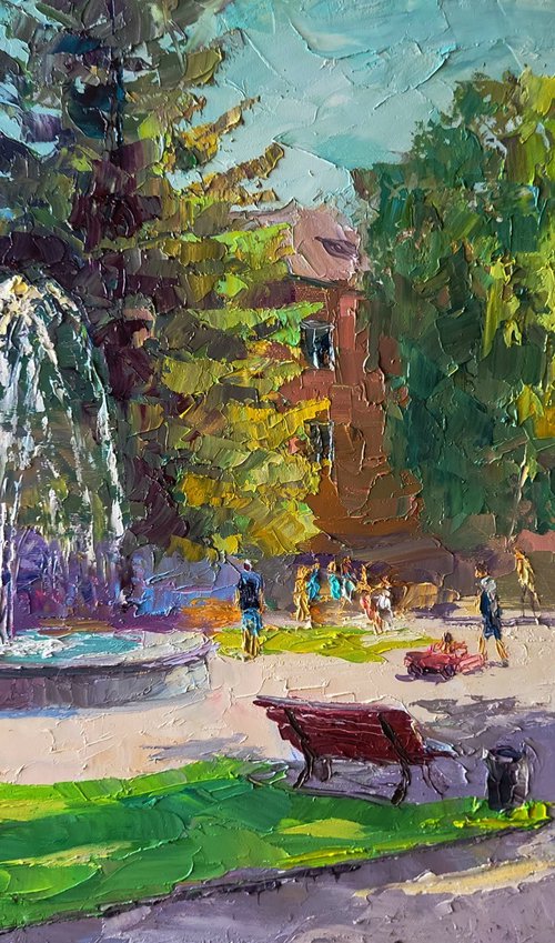 City Park with a Fountain by Boris Serdyuk