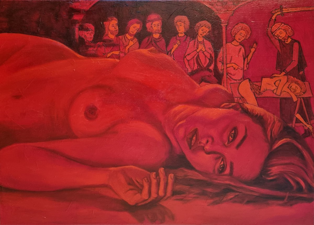 Expressive Portrait Oil Painting By Artmoods Tp, 28 X 20, Pieces Of Virtue, Original Artwork