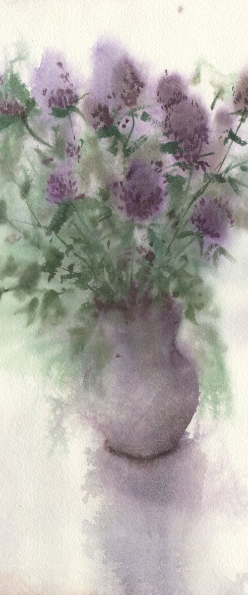 Still life with a bouquet of clover. by Tatyana Tokareva