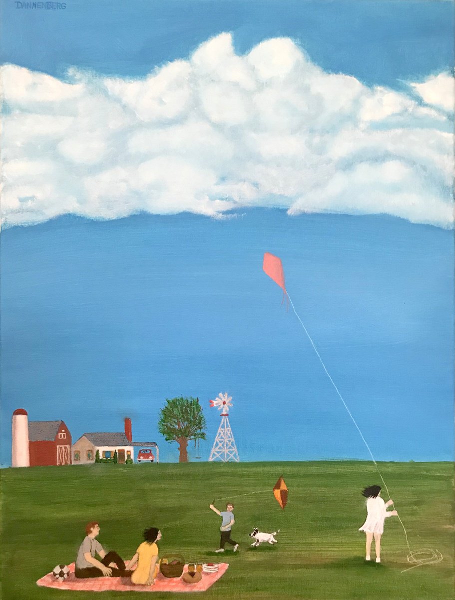 Impressionistic Portrait Oil Painting By Leslie Dannenberg, 18 X 24", Farm Family Picnic, Original Artwork