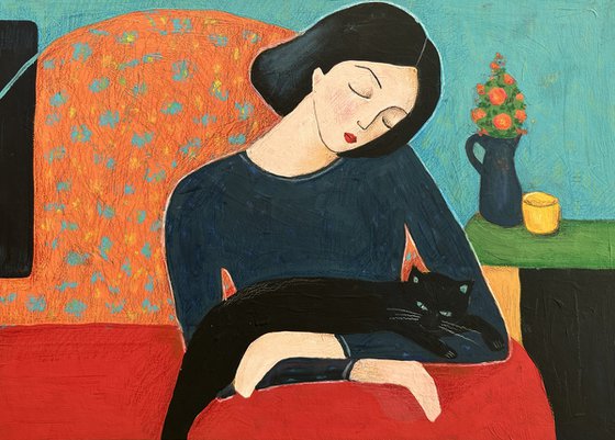 Girl with a Cat