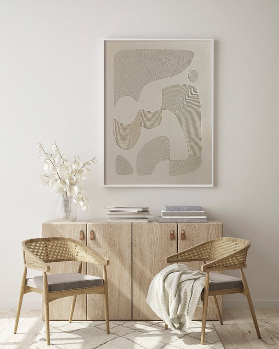 "Ashen Bay" High textured abstract art