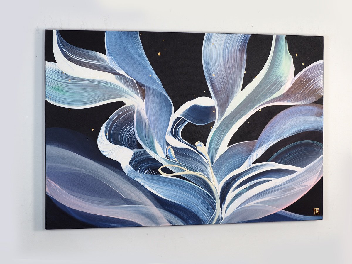 Abstract Acrylic Painting By Novi Lim, 48 X 32", Phosphorescent Dream, Original Artwork