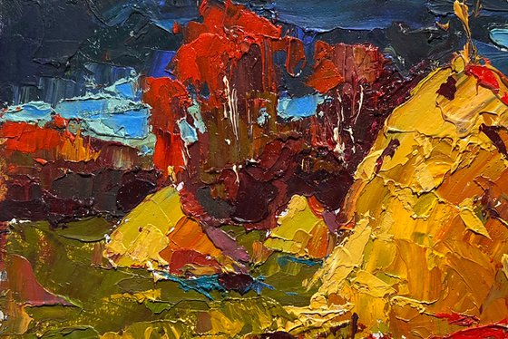 Autumn fields and haystacks