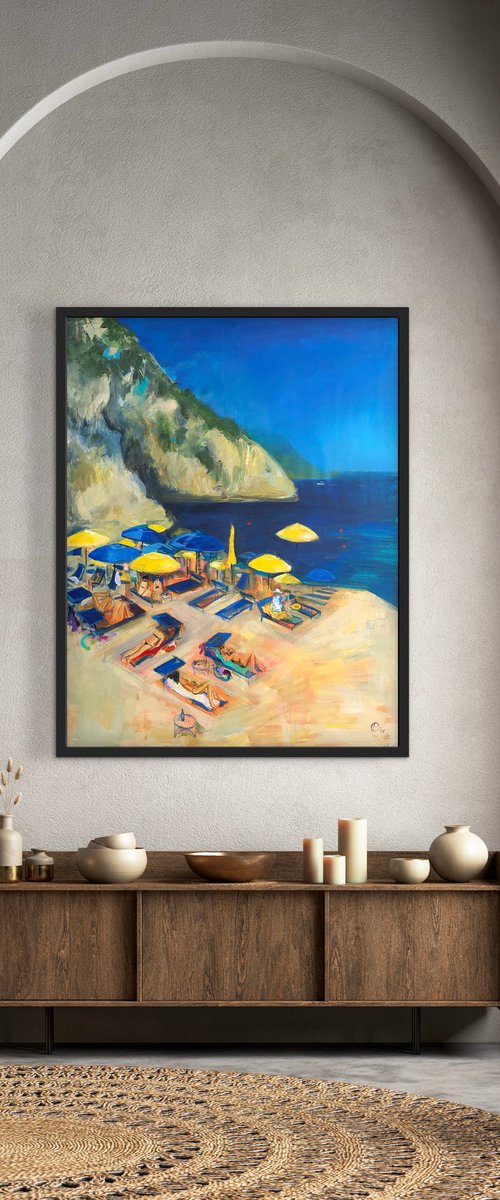 Umbrellas in the Sun in the Blue Bay by Olga Pascari