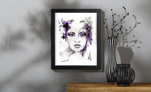 Abstract Watercolour woman portraits series. Anna by Yulia Schuster