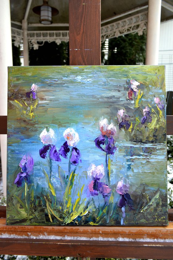 Pond with irises