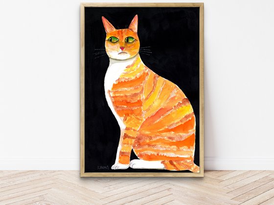 Side Eyed Ginger Orange Cat Whimsical