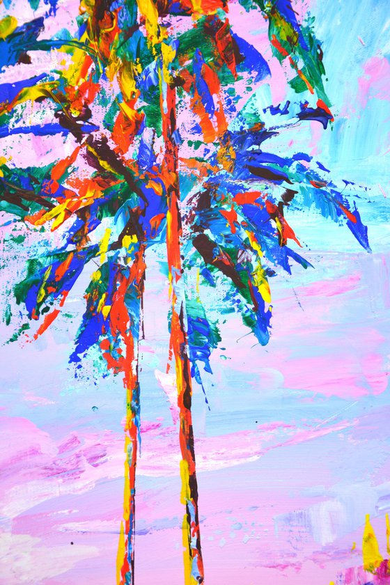 The sun. Palm trees.