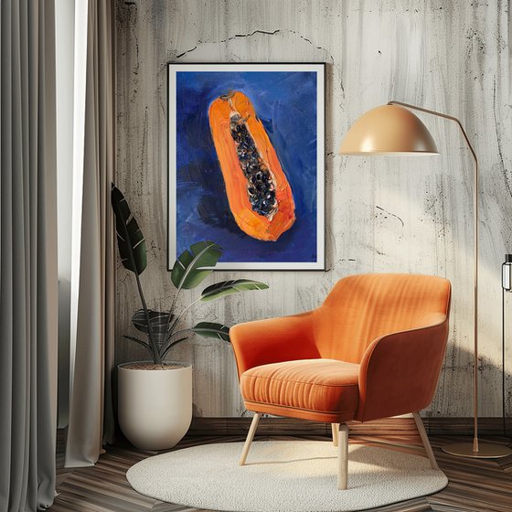 Papaya Impasto Oil Painting
