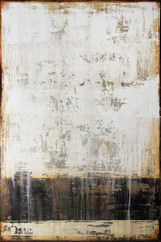 FAREWELL - 120 X 80 CMS - ABSTRACT PAINTING TEXTURED * WHITE * BROWN