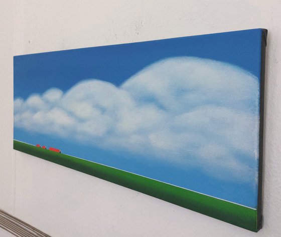 Dijklandschap (Red roofs, green dike)