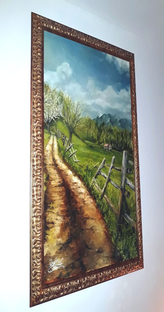 Abandoned trail inside italian alps--LARGE PAINTING