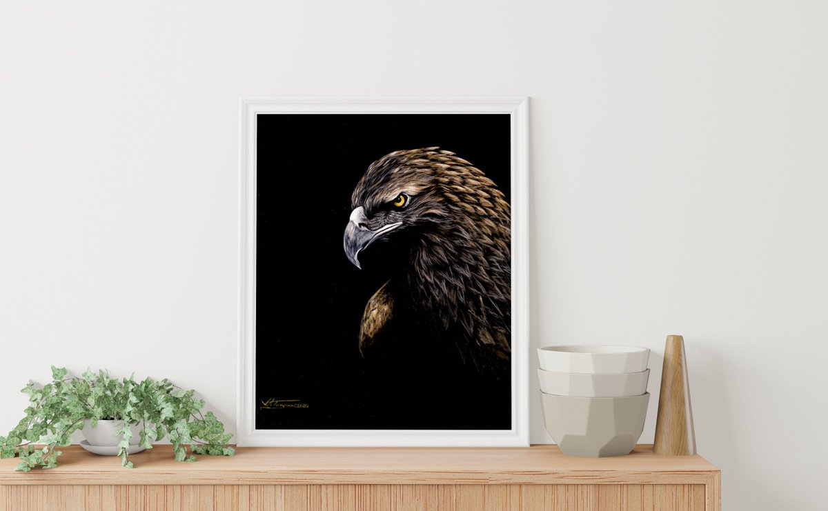 Photorealistic Animal Oil Painting By Vlad Atasyan, 16 X 20", Eagle, Original Artwork