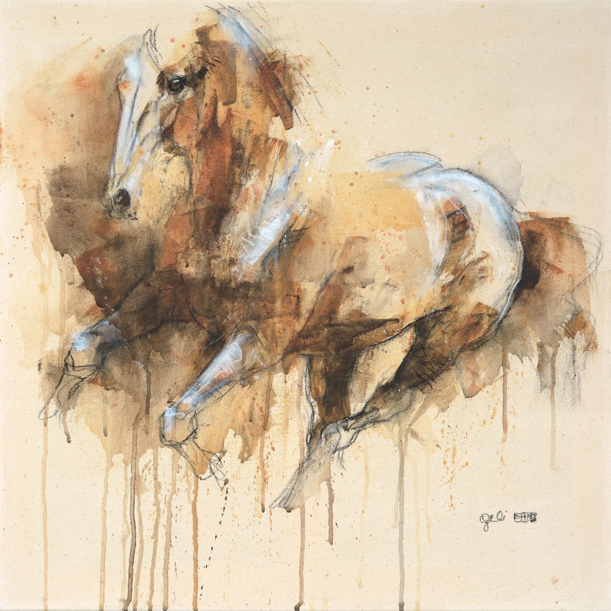 Expressive Painting , Raw Equine 1T By Benedicte Gele, 24 X 24, Artwork For Sale On Artfinder