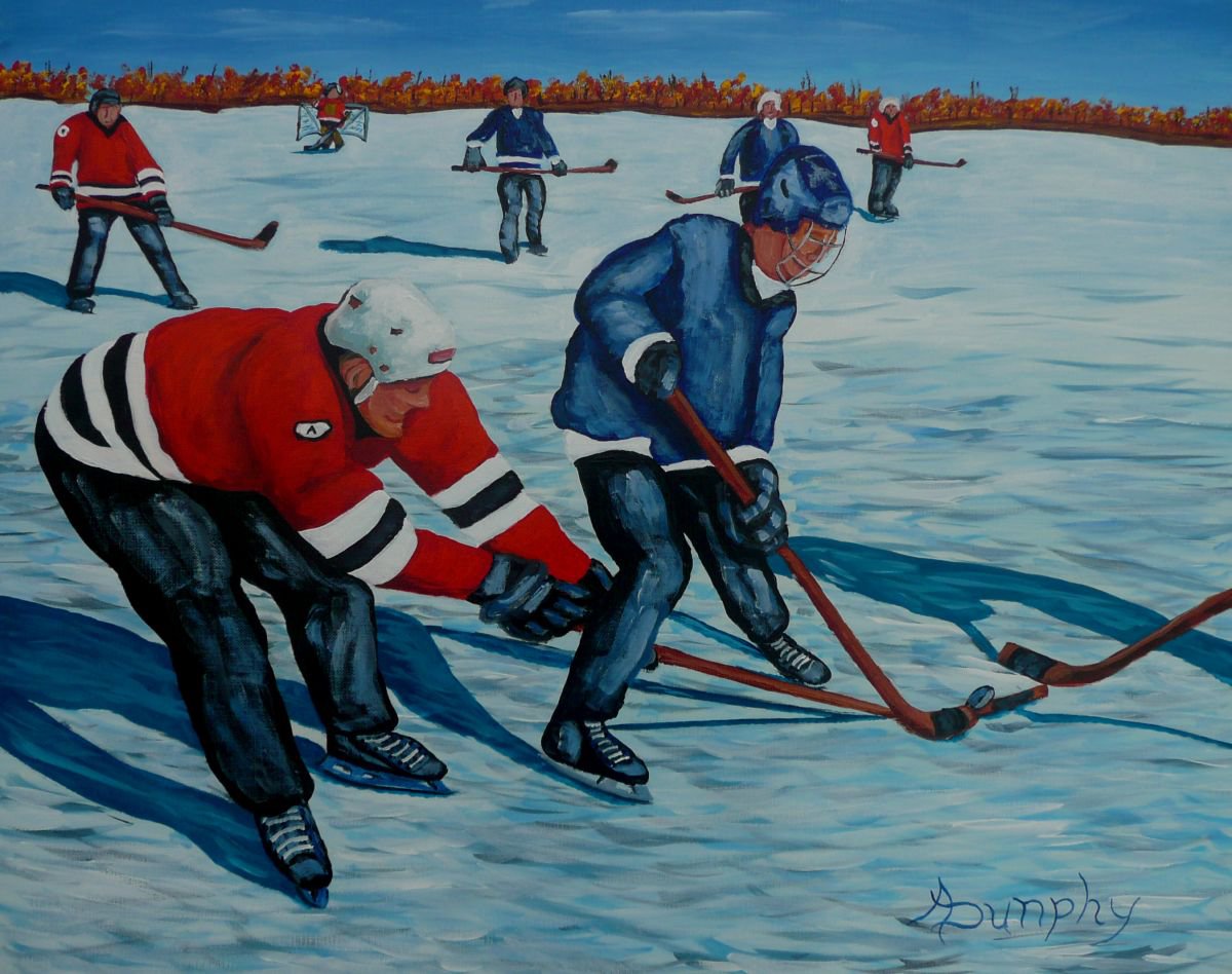 Fighting For The Puck by Dunphy Fine Art