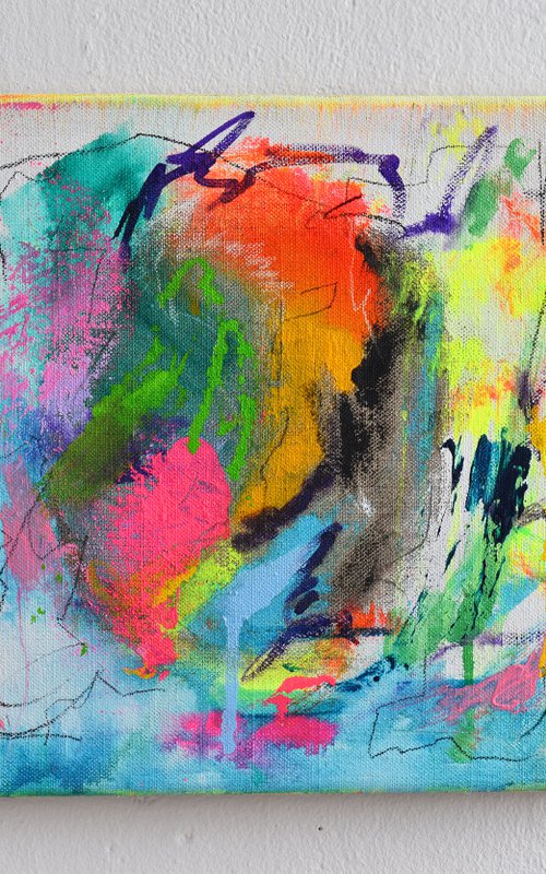 Dolphin (small blue abstract painting) by Sebastian Merk