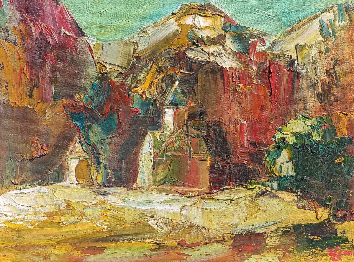 Impressionistic Landscape Oil Painting By Vlas Ayvazyan, 16 X 12", Armenian Landscape, Original Artwork