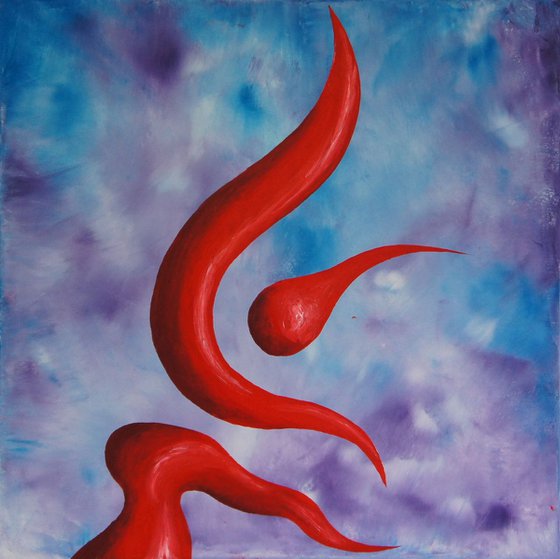 Red Paste (80 x 80 cm) (32 x 32 inches) oil