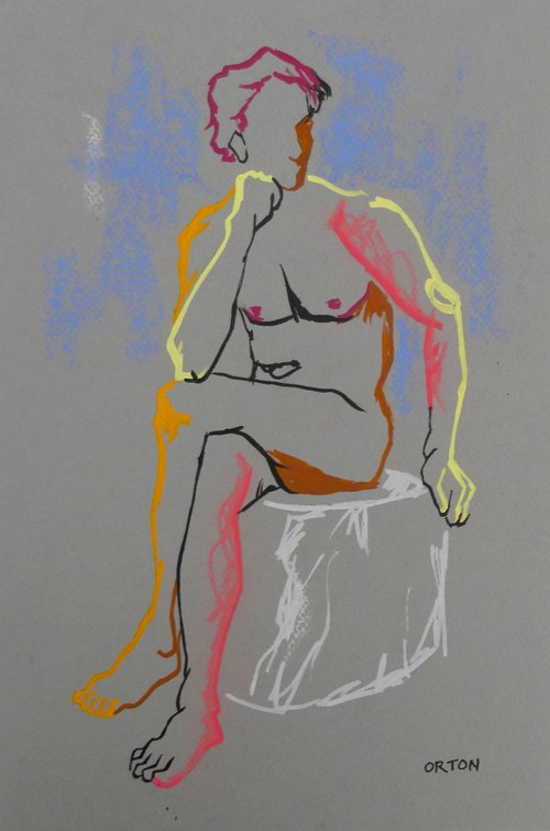 Male Nude Painting On Paper by Andrew Orton