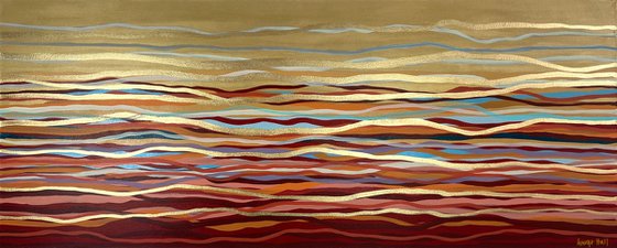 Golden Flow - 152 x 61 cm - metallic gold paint and acrylic on canvas