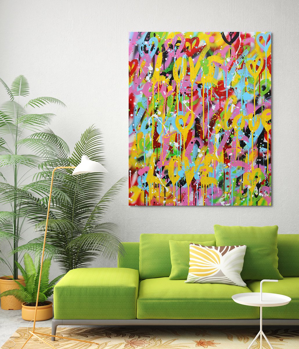 Urban And Pop Acrylic Painting , Urban Love By Isabelle Pelletane, 33 X 40, Artwork For Sale On Artfinder
