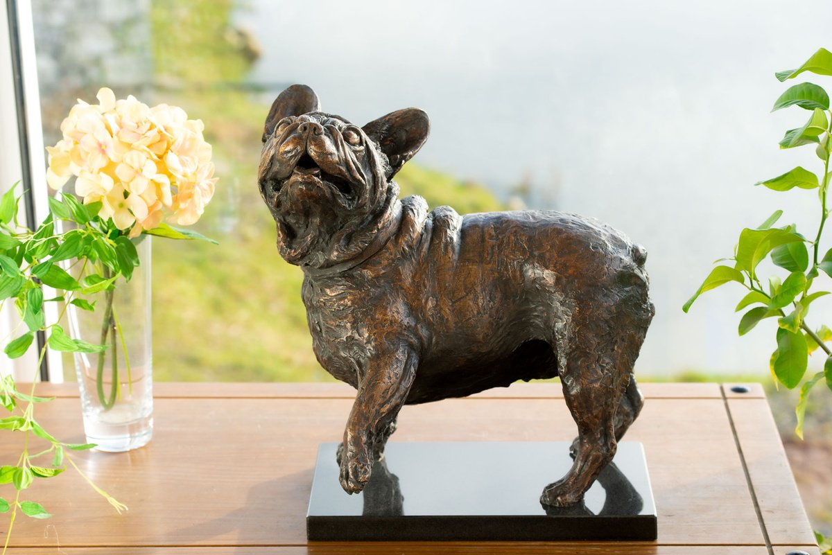 Bronze Sculpture , French Bulldog Lifting Paw Fb By Tanya Russell, 16 X 17, Artwork For Sale On Artfinder