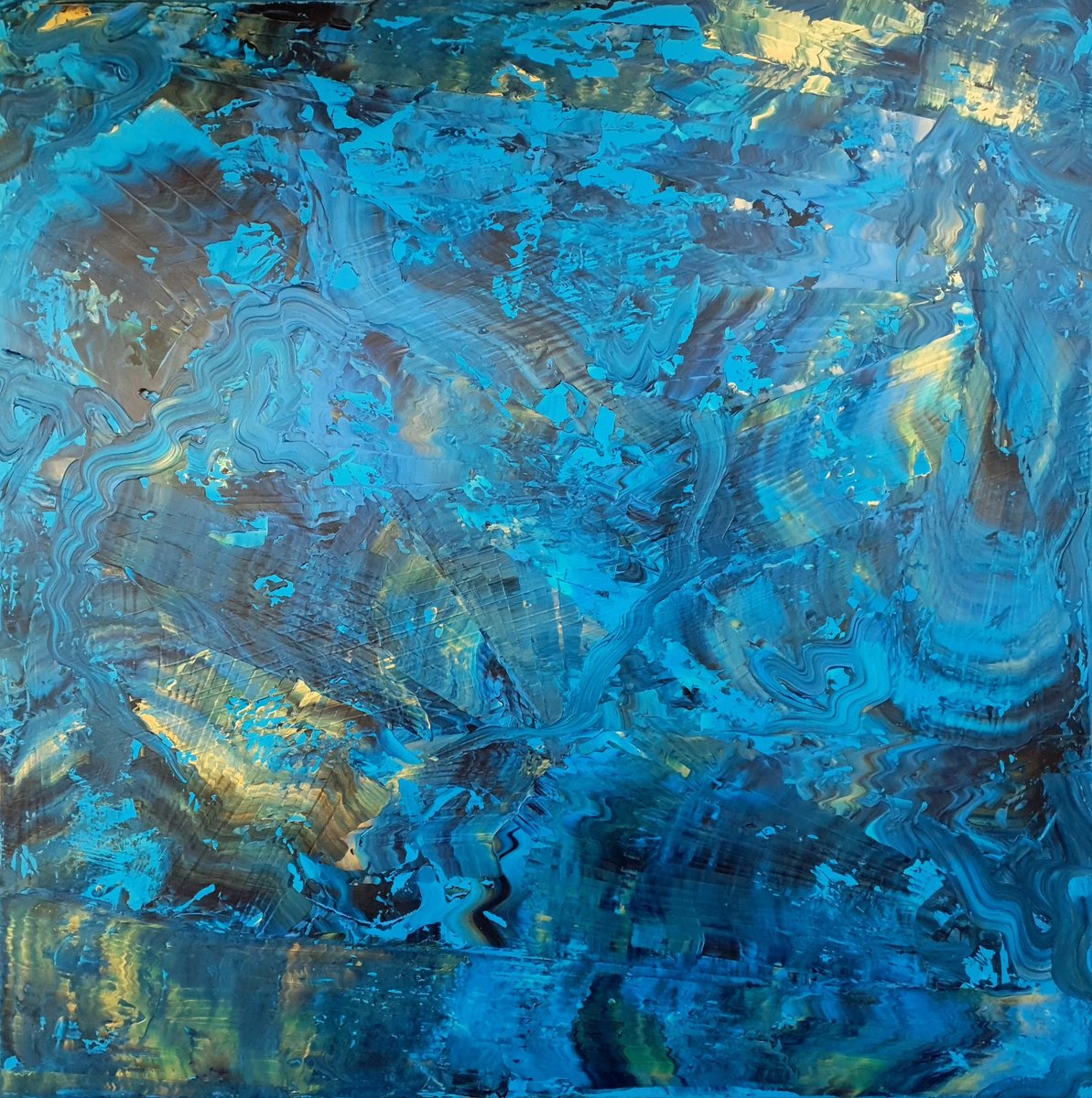 Abstract Acrylic Painting By Ivana Olbricht, 43 X 43, Through The Clouds, Original Artwork