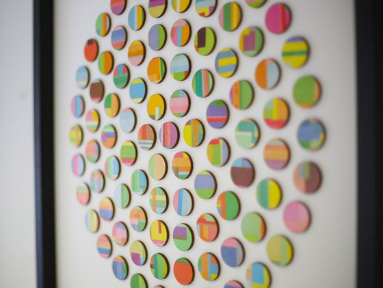 Circle of Dots paper and wood collage