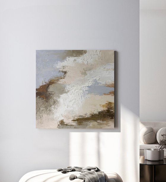 "Vella" Abstract blue gray textured art
