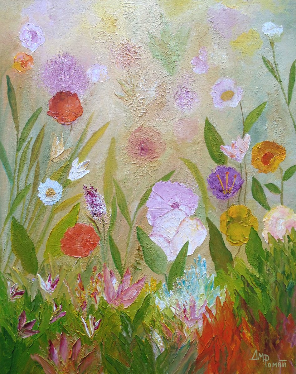 Impressionistic Landscape Oil Painting By Angeles M. Pomata, 13 X 16, Lights Of Spring, Original Artwork