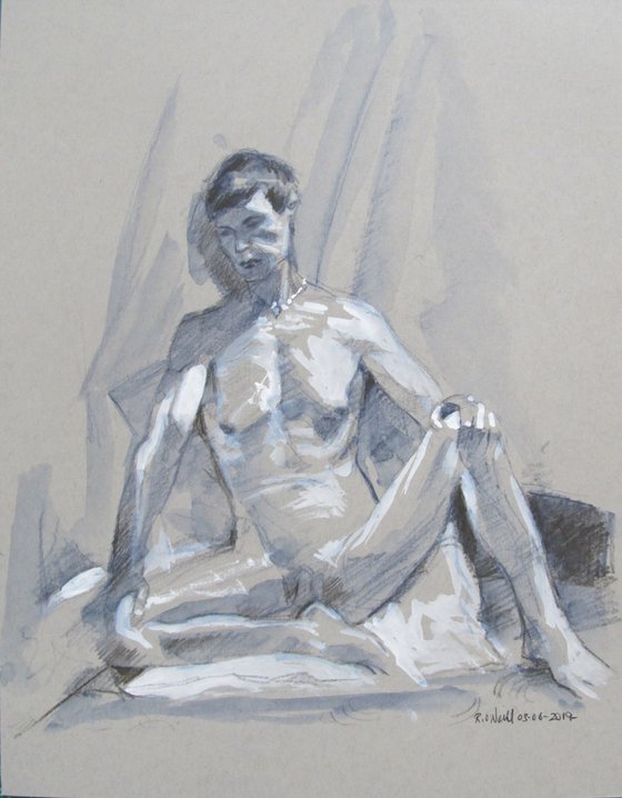 Seated male nude