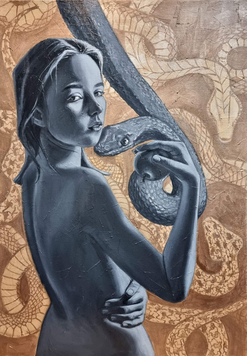 Expressive Portrait Oil Painting By Artmoods Tp, 20 X 28, The Fruit, Original Artwork