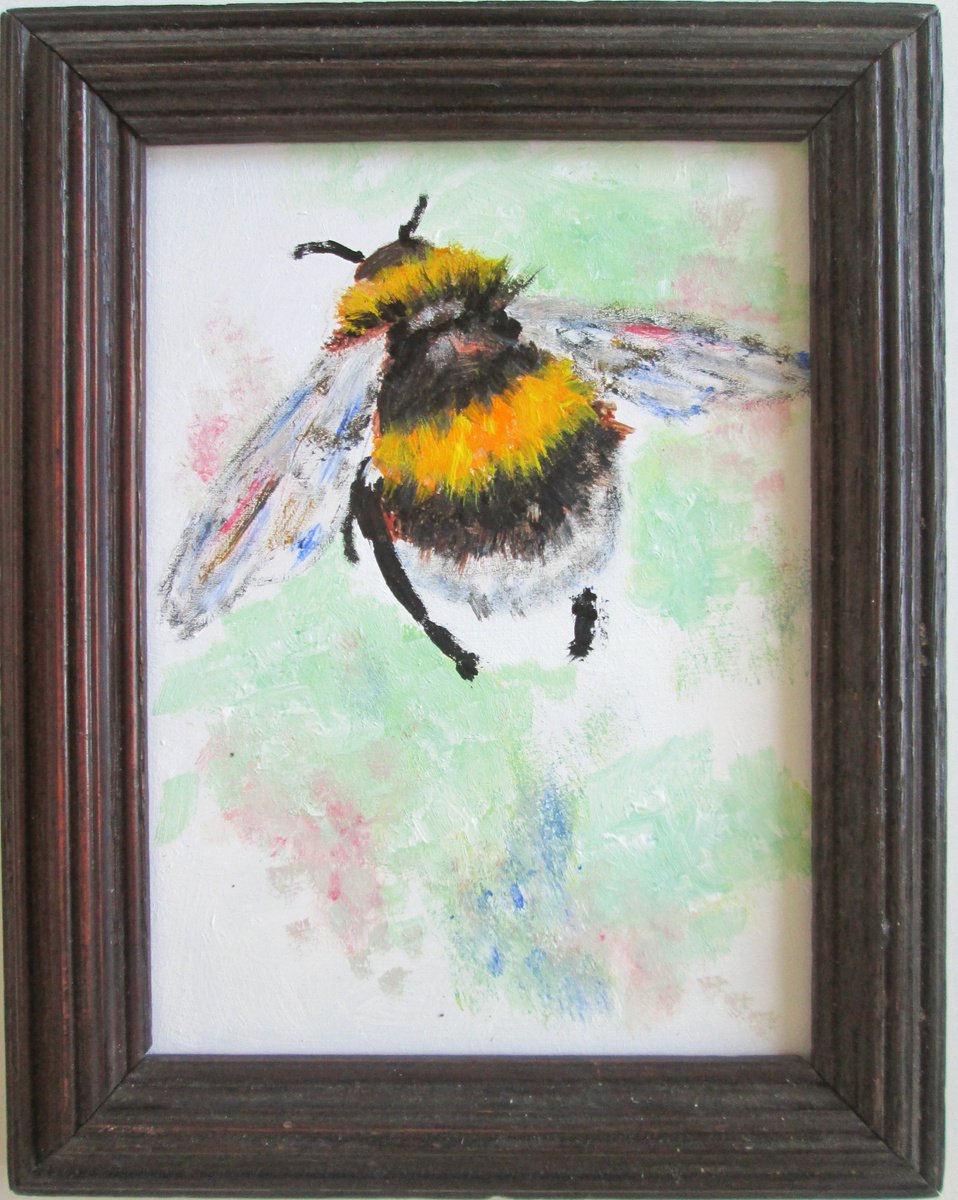Bumblebee framed acrylic painting by MARJANSART