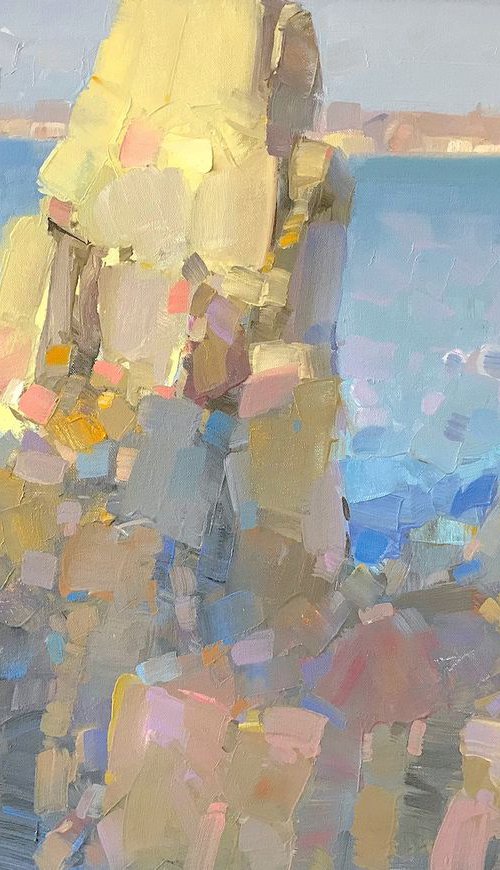 Ocean Cliffs, Original oil painting, Handmade artwork, One of a kind by Vahe Yeremyan