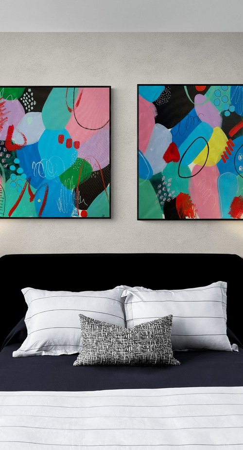 Abstract Colors Harmony Diptych by Sasha Robinson