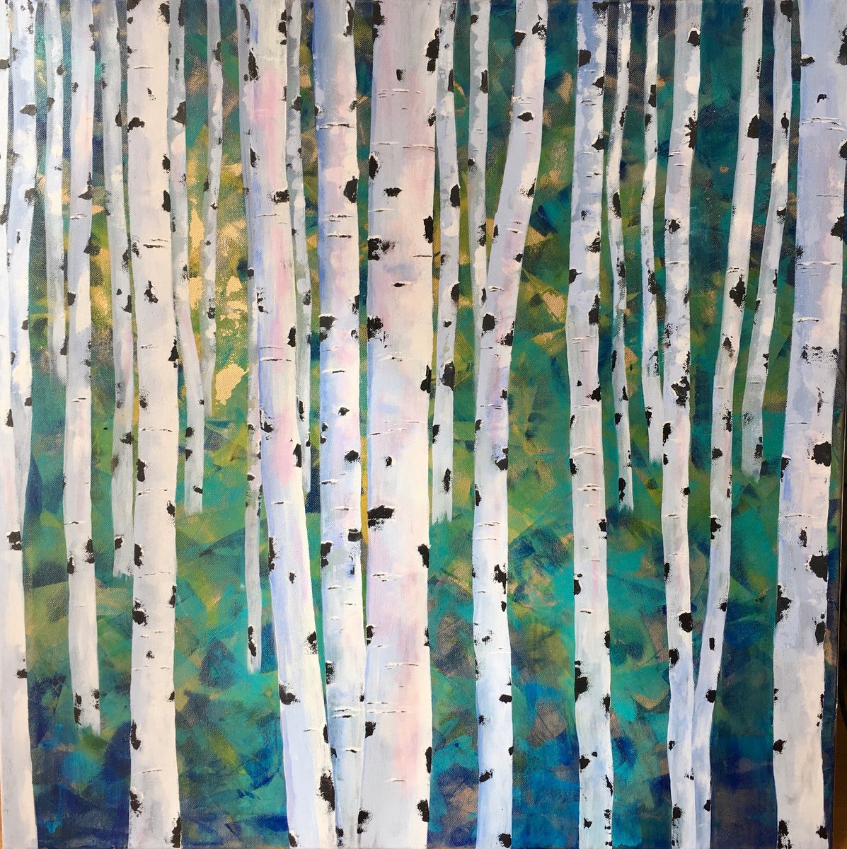  Contemporary Birch Forest By Heather Matthews, 31 X 31, Artwork For Sale On Artfinder