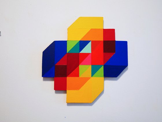 Hyper cube, color theory abstract geometry