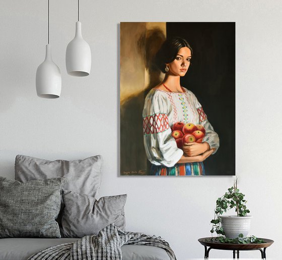 A portrait with apples