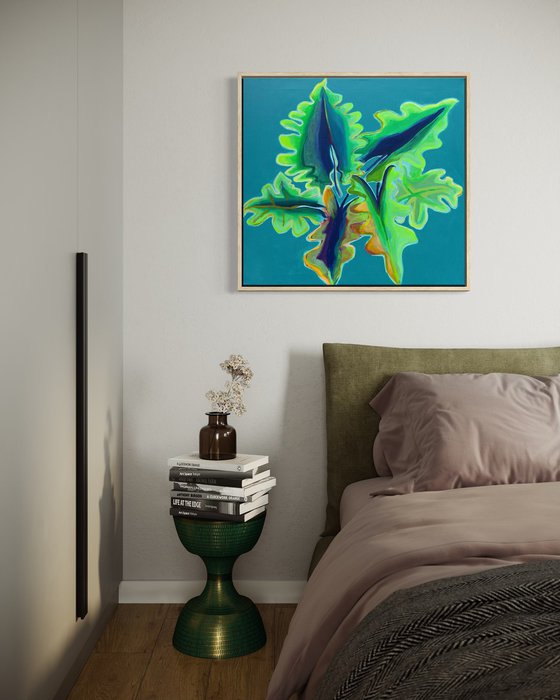 Blue and Green Alocasia Study